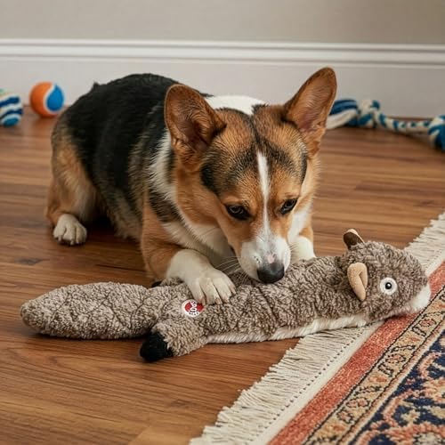 SPOT Skinneeez Extreme Quilted Squirrel- Durable, Stuffing Free Dog Toy with 4 Layers of Diamond Stitched Fabric & 2 Squeakers- Ideal For Small & Medium Aggressive Puppies and Dogs- 14in