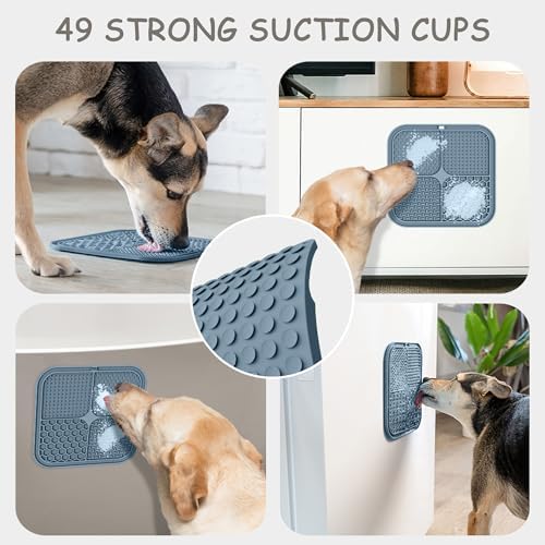 ChefAide 2 Pack Lick Mat for Dogs,Cats,Upgraded 8.5×8.5 inches Licking Mats with Suction Cups,Slow Feeder Licking Pad for Anxiety Relief and Boredom Reducer,Suitable for Dog Training Set 9