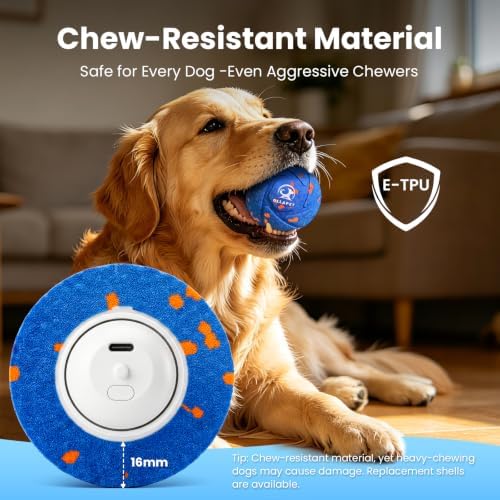 Smart Interactive Dog Toys - Auto Bouncing & Rolling Ball, 3 Interactive Modes, Chew-Resistant E-TPU Material, IPX7 Waterproof, Smart Chase Pet Toy Ball for Medium and Large Dogs - Blue