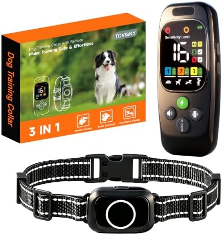 3-in-1 Dog Training Collar with Remote,Bark Collar,Shock Collar for Dogs | 3300Ft Range, Beep/Vibration/Shock Modes, Rechargeable, IPX7 Waterproof,Safety Lock, e Collar for Small/Medium/Large Dogs