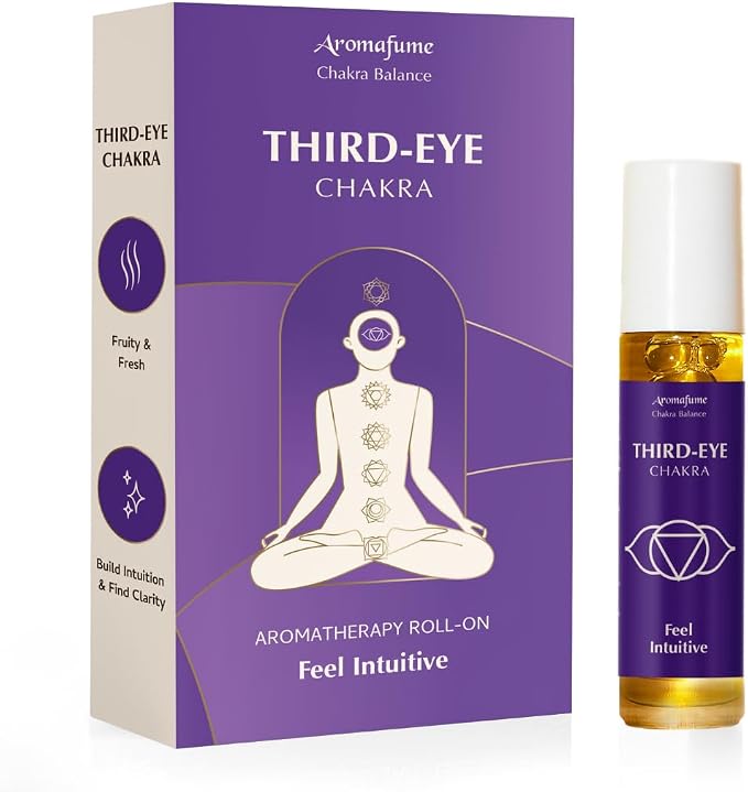 Chamomile & Juniper Berry Third Eye Chakra Essential Oil Roll-On Blend | 10ml | Travel Size| Aromatherapy for Chakra Balance | Ideal for Meditation, Yoga | 100% Natural, Non-Toxic by Aromafume