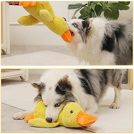 Mellow Calming Duck Dog Toy, Upgraded Calming Duck Toy for Dogs, Interactive Toy with Quack Sound, Soft Plush Stuffed Calming Duck Pillow, Durable Stuffed Dog Puppy Toys for Puppy Keep Busy (A+B)