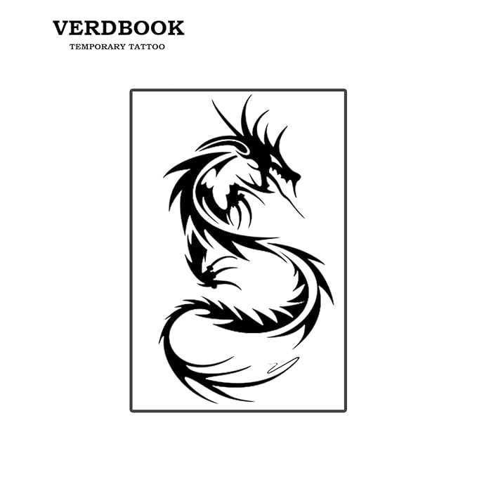 Waterproof Temporary Tattoos: 2-Sheet Tattoo Kit with Realistic Body Stickers, Semi-Permanent Tattoos for Adults Lasting 7-15 Days – Safe for Men & Women, Dragon Pattern.