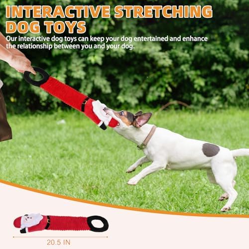 KOOLTAIL Christmas Santa Dog Toys, Tough Plush Dog Chew & Squeaky Toys with Crinkle Paper, Interactive Training & Tug of War Puppy Teething Toy for Indoor Outdoor Play for Small Medium Large Dogs