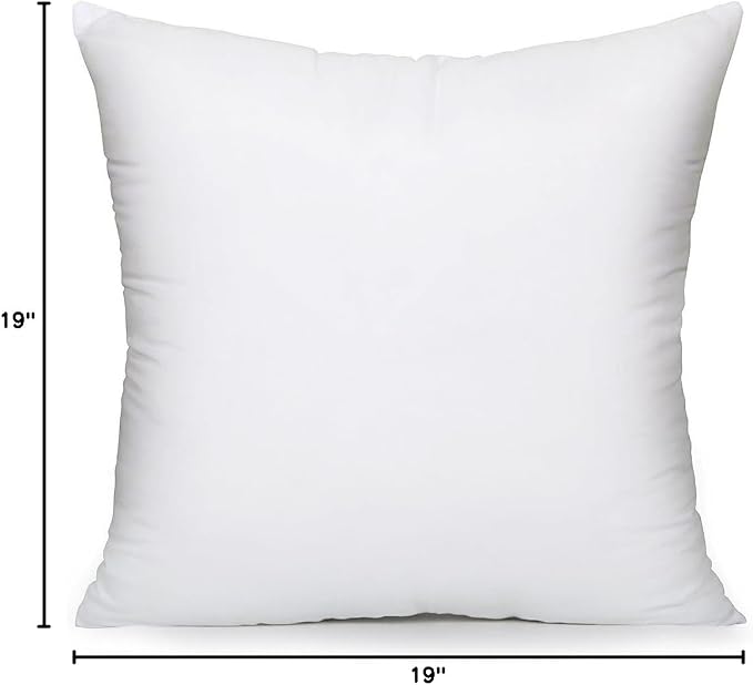 MoonRest Square Pillow Form Insert Hypoallergenic Sham Stuffer, 100% Polyester Microfiber Fill, Lined with Woven Cotton Blend Cover for Decorative Pillow Couch Sofa Bed Cushions 19 X 19