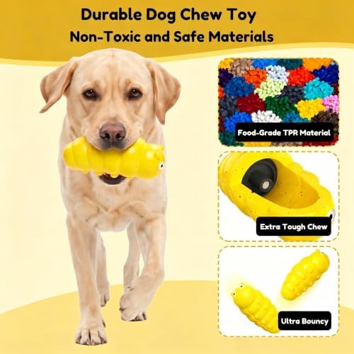 Squeaky Dog Chew Toys, Interactive Tough Indestructible Dog Toys for Aggressive Chewers, Medium to Large Dogs, Indoor & Outdoor Use