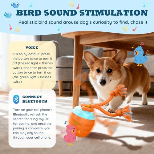 Interactive Dog Toys Ball - New Upgraded Chase Buddy Dog Toy for Medium/Large Dogs, Automatic Moving and Rolling Dogs Ball for Boredom, USB Rechargeable(Orange)