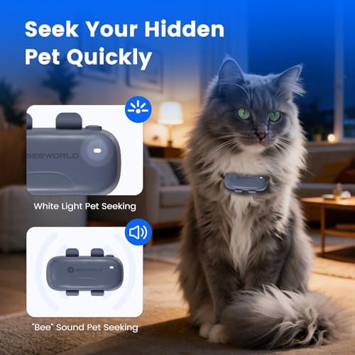 SEEWORLD Pet GPS Tracker for Dogs Cats, Real-Time Location Tracker with IP67 Waterproof, Geo-Fence, Activity Sleep Monitoring, 10 Days Battery Life, Lightweight for All Collars, Subscription Required