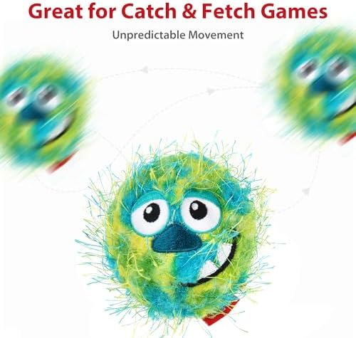 Gigwi Colorful Squeaky Plush Dog Tennis Balls, 3.5 Inch Fetch Toy, 2 Pack