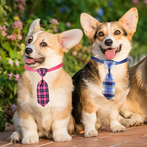 Wesiti 80 Pcs Dog Tie for Small Dogs Assorted Pattern Cat Tie Cat Collar Bows Bowtie Collar Bowtie for Small Medium Puppy Pet Photography Grooming Party(Plaid Tie)