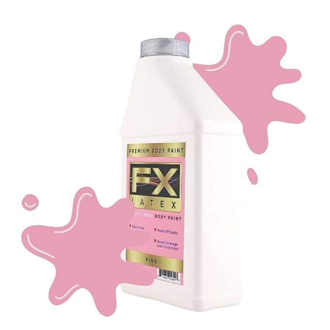 Liquid Latex - Face and Body Paint, Ammonia Free, Easy On and Off, Cosplay Makeup, Create Professional Monster, Zombie Arts 16 Oz (Pink)