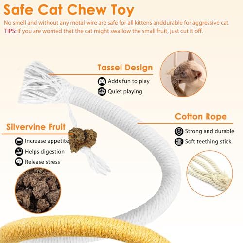 Tocirelo Cat Chew Rope Toy, Cotton Cat Chew Toy for Teeth Cleaning 6Pack