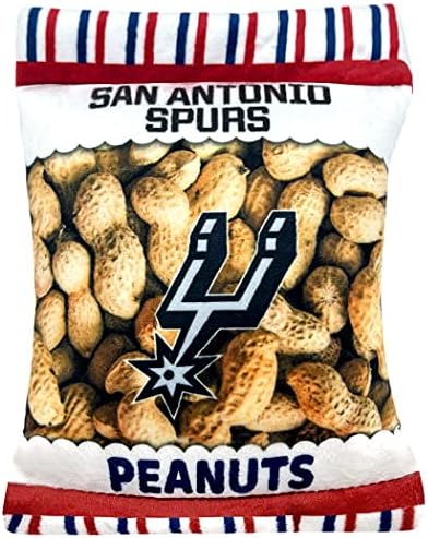 Pets First NBA San Antonio Spurs Crinkle FINE Plush Dog & CAT Squeak Toy - Cutest Stadium Peanuts Snack Plush Toy for Dogs & Cats with Inner Squeaker & Beautiful Basketball Team Name/Logo
