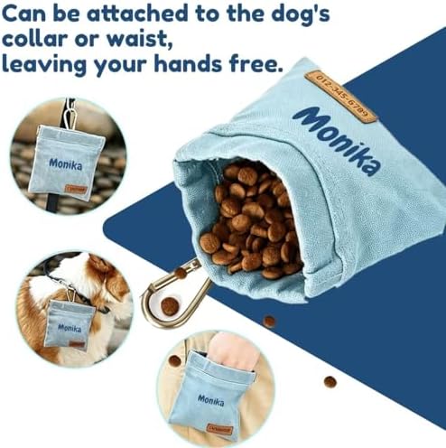 Personalized Dog Treat Pouch for Leash with Name Logo Portable Treat Pouches for Pet Training Dog Hand Free Training Pouch Pet Dog Food Dispenser for Travel or Outdoor Use