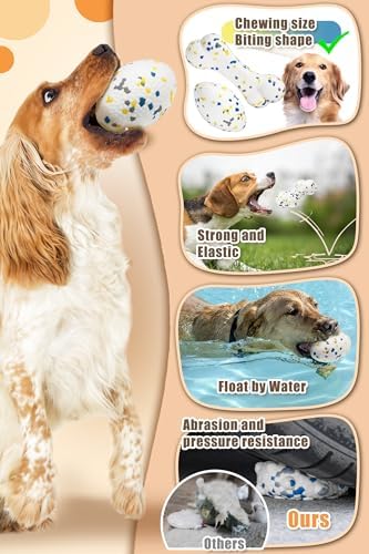 Moonorange 4.72" Indestructible Large Rugby Balls for Aggressive Chewers Durable Olive Bouncy Interactive Football Toy for Dogs Fetch Game Lightweight Floating Outdoor Training, White