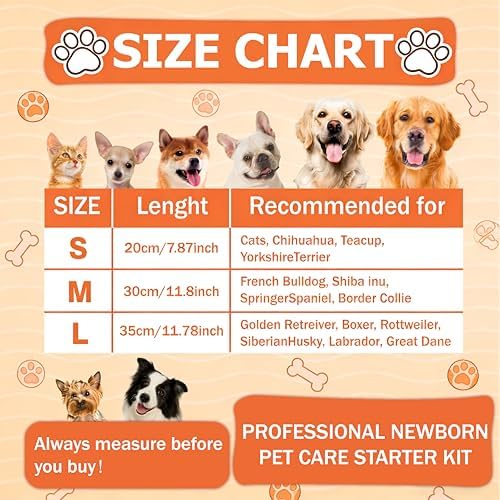 Newborn Puppy Collar Set of 12 with Numbered Tags & Weight Tracker Chart, Soft Adjustable Kitten Collar, Puppy Collars for Litter, Whelping Supplies for Kitten Small Dogs (S/M/L) (M)