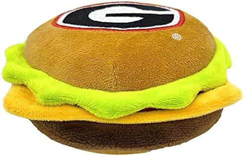 NCAA Georgia Bulldogs Cheeseburger Plush Dog & CAT Squeak Toy- Cutest Stadium Hamburger Snack Plush Toy for Dogs & Cats with Inner Squeaker & Beautiful Football/Basketball Team Name/Logo