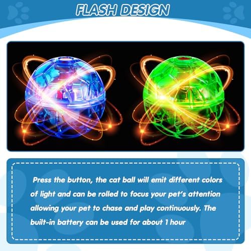 Sratte 6 Pcs Cat Ball Ghost Hunting Light up Toy
