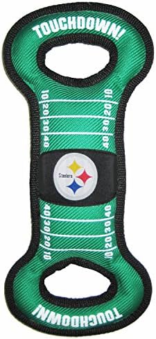Pets First NFL Football Field DOG TOY with Squeaker. - PITTSBURGH STEELERS - For Tug, Toss, and Fetch. - Tough & Durable PET TOY (PIT-3030)