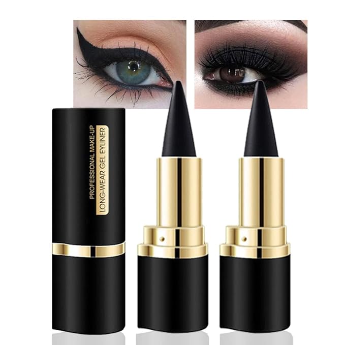 AMY'S DIARY 2Pcs Black Gel Eyeliner Pencil Set,Natural Cream Eye Liner Waterproof Smudge Proof,Cat Eye Black Smokey Eyeshadow Stick Crayon,Goth Halloween Makeup,delineador de ojos contra el agua
