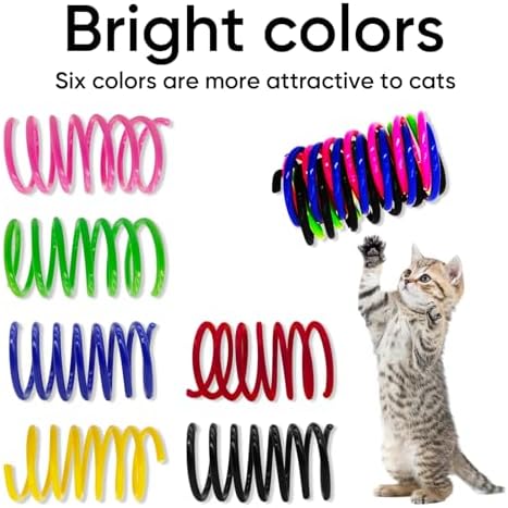 Cat Toys for Indoor Cats, 12 Pack Interactive Cat Spring Toys, 6Colors