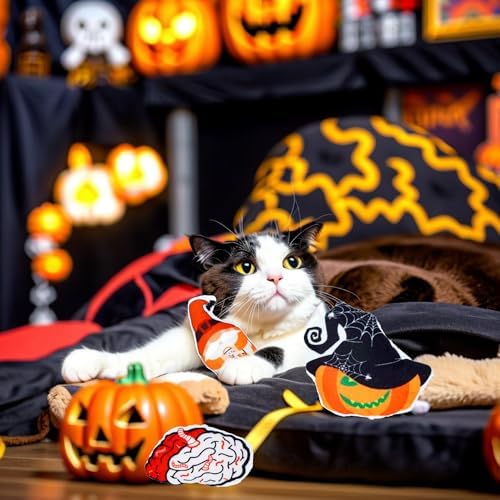Halloween Cat Catnip Toys for Indoor Cats with Crinkle 8 Pack