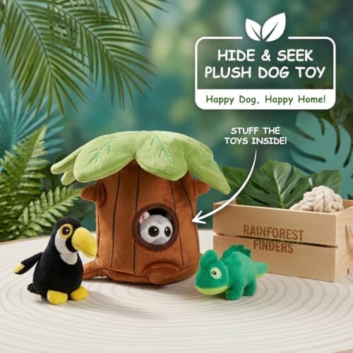 Hollypet Squeaky Hide and Seek Dog Toys for Small and Medium Dogs, Baobab