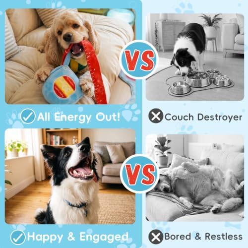 MewaJump Puzzle Enrichment Dog Toys, Squeaky Plush Toy for Boredom,4-in-1 Interactive Dog Toy to Keep Them Busy