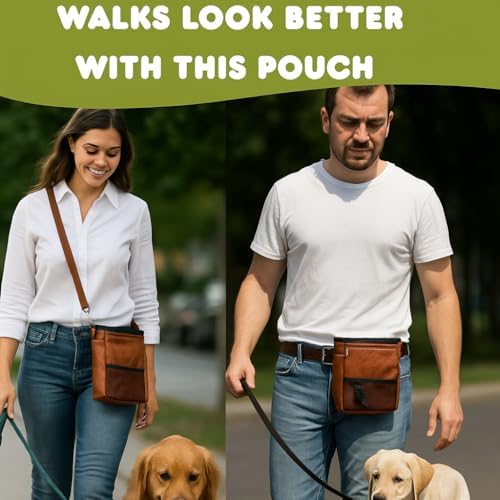OtterPets Large Dog Treat Pouch PU Leather with Clicker, Magnetic Clasp
