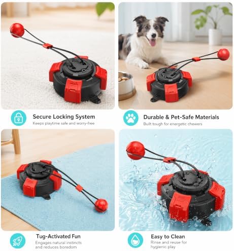 Tri-San Suction Cup Dog Tug Toy Steel Core Interactive Tough Chew Toy for Medium Large Dogs