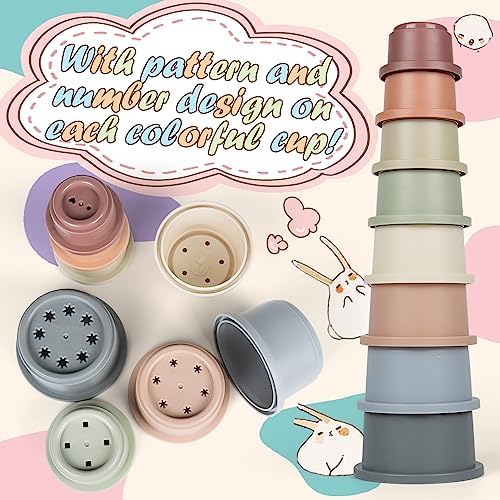 Stacking Cups for Rabbits, 8PCS Stackable Bunny Toys for Small Pets