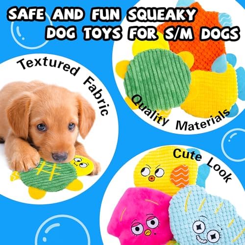 Squeaky No Stuffing Dog Toys 10 Pcs,Crinkle Dog Toys for Small Medium Breed