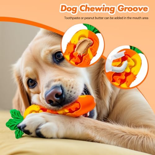 Durable Carrot Dog Toy, Silicone Treat Dispensing Chew Toy