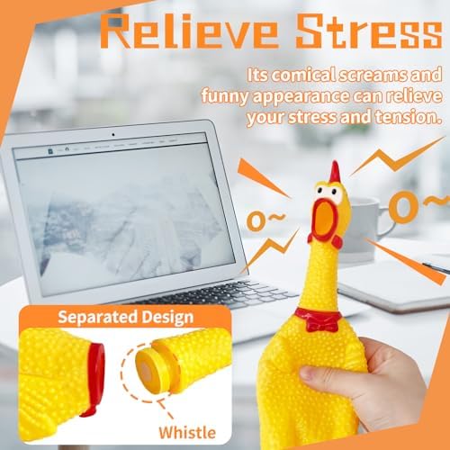Xeehwb 3 Pcs Large Rubber Chicken,12 Inch Yellow Rubber Squawking Chickens,Screaming Chicken Dog Toys,Prank Noise Maker Dog Toys