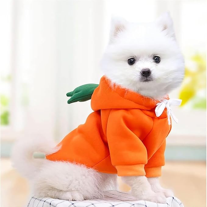 Dog Hoodie Warm Autumn Winter Pet Sweatshirt (Orange Carrot Hoodie,XL) | Cute styling Pet Clothing Coat For 2-25 Lbs Small Medium Dog Cat French Bulldog Chihuahua Pug Boston Terrier Poodle Dachshund