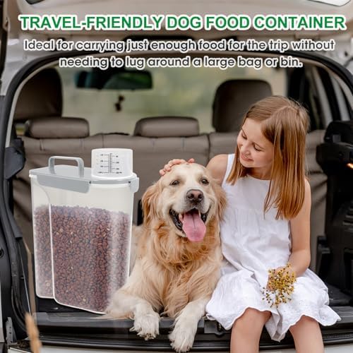 TBMax 10 lbs Cat Dog Food Storage Container, 2026 Upgraded Large Pouring Container for Pet Food Storage, Bird Seed Dispenser, Portable Travel Kibble Holder -Light Gray