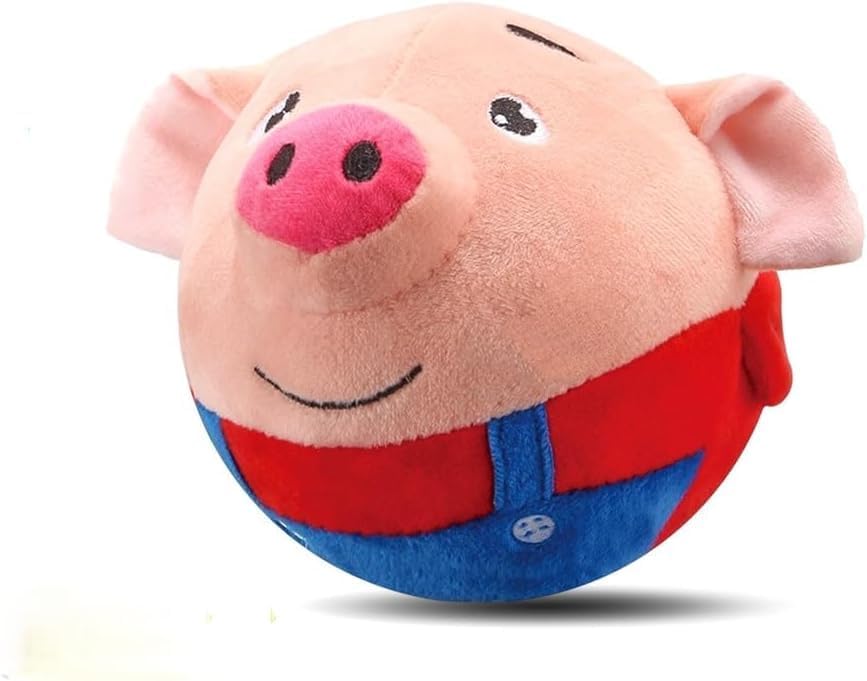 Interactive Dog Toys, Active Moving Pet Plush Toy, 2026 Upgraded Rechargeable Squeaky Dog Ball Toy with Recording Sound, Washable Cartoon Pig Plush Toy for Dogs Puppies (Red)