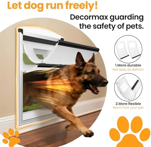 Medium Steel Doggy Door for Wall,Energy Efficient Pet Door | Telescoping Tunnel, Double Magnetic Flaps, 2 Sliding Lock Panels, Steel Frame, Easy to Install