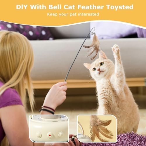 hooroor 2-in-1 UFO Automatic Laser Interactive Cat Toy with Feather