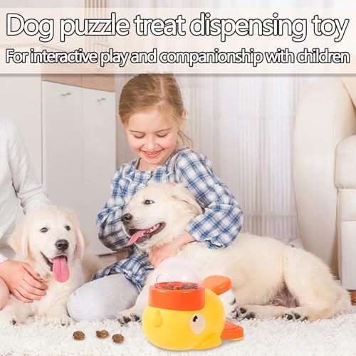 2-in-1 Interactive Dog Puzzle Toy & Slow Feeder - Duck-Shaped Treat Dispenser, Press Tail to Rotate & Release Snacks, Food-Grade ABS, Washable for Small/Medium Dogs & Cats