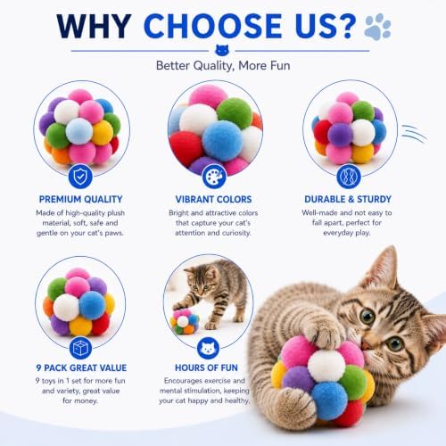 Cat Toy Balls, 1.75", 9PCS