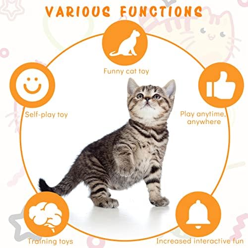 Charniol 8 Pcs Interactive Cat Feather Toys, Indoor Hanging Retractable Cat Toys, Dragonfly Little Mouse Interactive Teaser Toy Kitten Toy for Self Indoor Play Make Fun Chase Exercise, 6 Styles