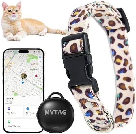 Cat Collar with Tracker GPS- Unlimited Range/Tracking Device/Lost Mode for Cats Adjustable Size Smart Collar Set - Compatible with Apple Find My (iOS only)