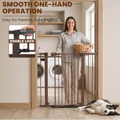 Mumeasy 36" High Extra Tall Dog Gate, 29.7"-40.5" Wide Pressure Mounted Tall Baby Gate for Dog, Auto Close Pet Gate with Door for Stairs,Doorways,House,Black