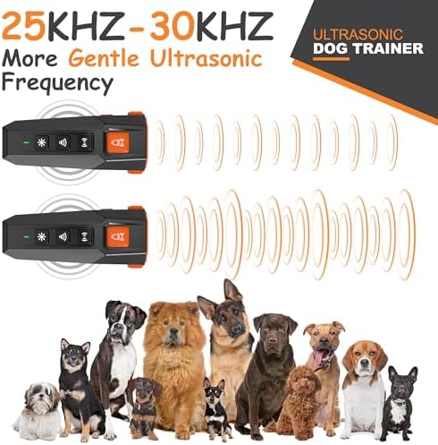 Dog Bark Deterrent Devices – 3 Modes, 15m Range, Flashlight | Safe Humane Anti Barking Device for Dogs | Bark Deterrent Device, Dog Clicker for Training, Dog Training Clicker for Peaceful Home