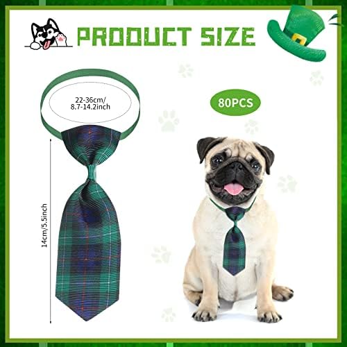 Wesiti 80 Pcs Dog Tie for Small Dogs Assorted Pattern Cat Tie Cat Collar Bows Bowtie Collar Bowtie for Small Medium Puppy Pet Photography Grooming Party(Plaid Tie)