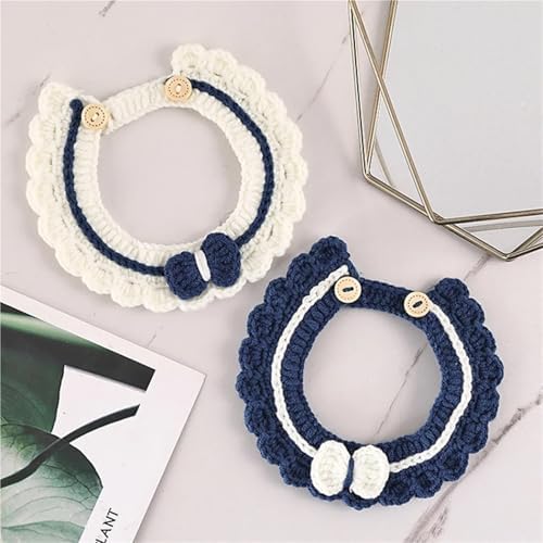Pet Collars Crochet Cat Scarf for Small Pets, Soft Wool Knit Collar Scarf for Indoor Cats & Dogs