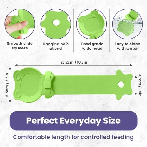 Lickable Cat Treat Spoon, Puree Squeeze Feeder, Silicone, Green