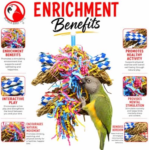 Bonka Bird Toys 3123 Duo Mini Taco Bird Toy Parrot cage Medium Conure Forage African Grey Shred Treat Chewing Paper Quaker Preen Accessories Amazon Supplies Seagrass Bamboo
