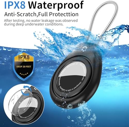 2 Pack for AirTag Keychain Holder, Anti-Scratch Waterproof Case Dog Collar | 1st/2nd Gen Air Tag Compatible,Hex Lock Secure,Metal Wire Cable,for Luggage Tracker,Pet Collar Charms,Backpack,Keys,Wallet